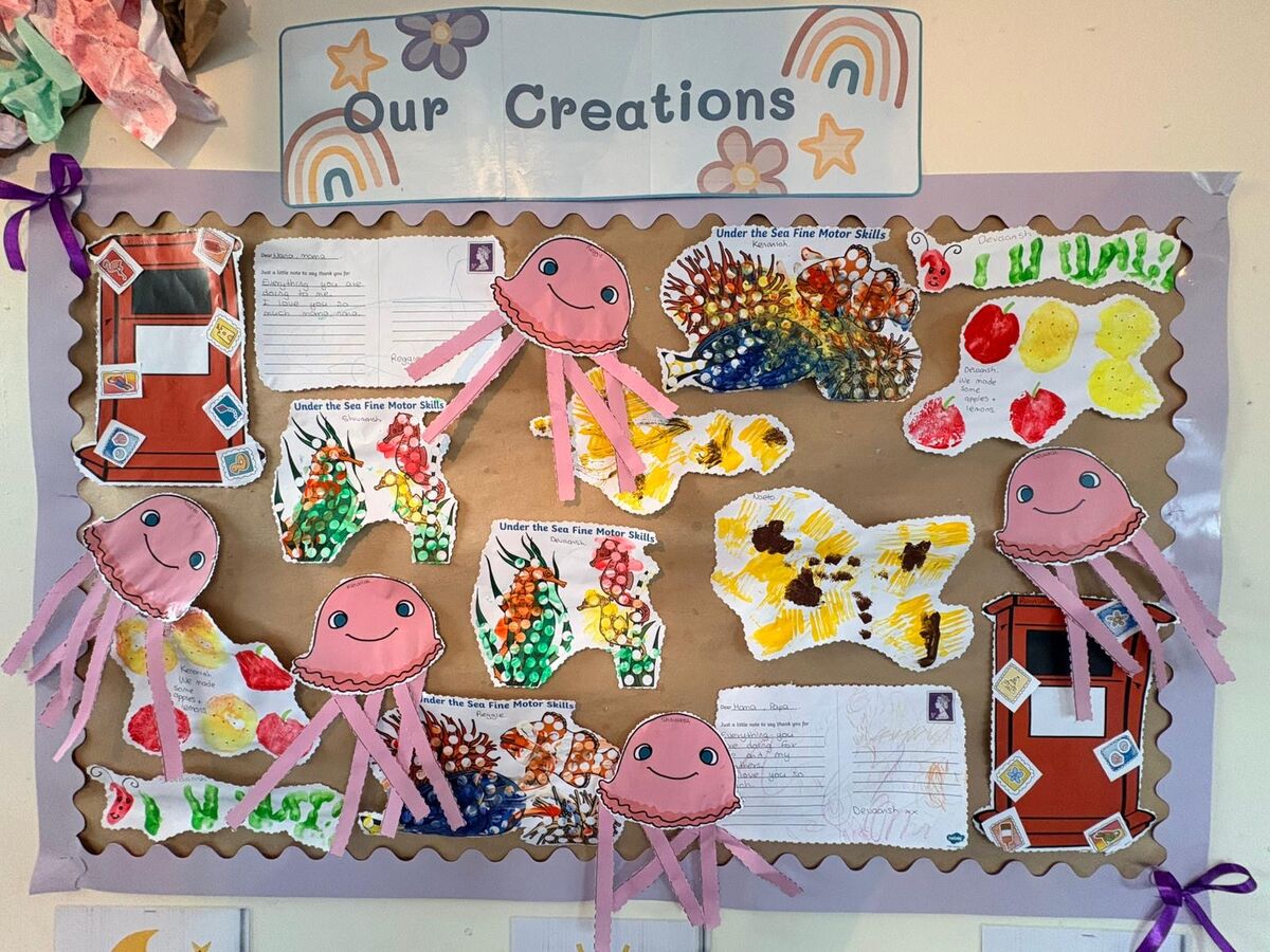 Our Creations display of children’s artwork