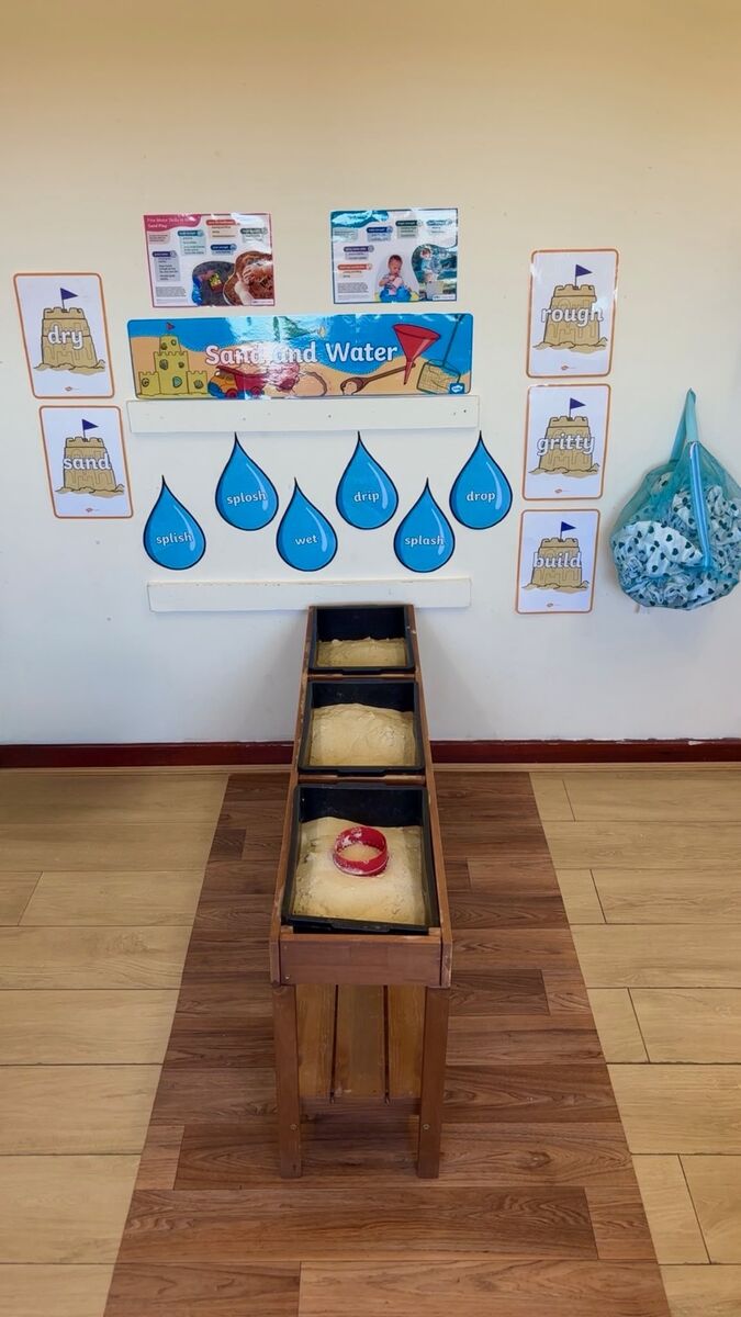The sand and water play area